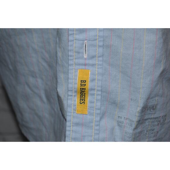 B-D BAGGIES Dress Shirt Men XL Classic Fit Cotton Blue Striped Made in The USA - Picture 3 of 7